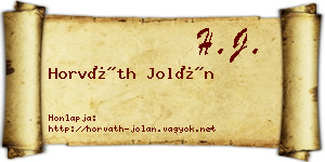 Horváth Jolán névjegykártya