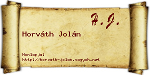 Horváth Jolán névjegykártya